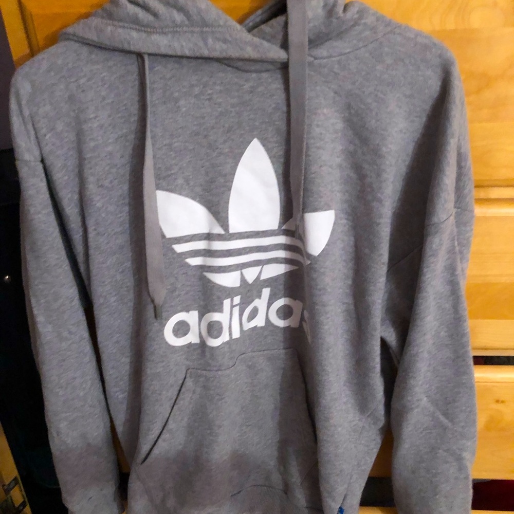 Gray adidas logo hoodie